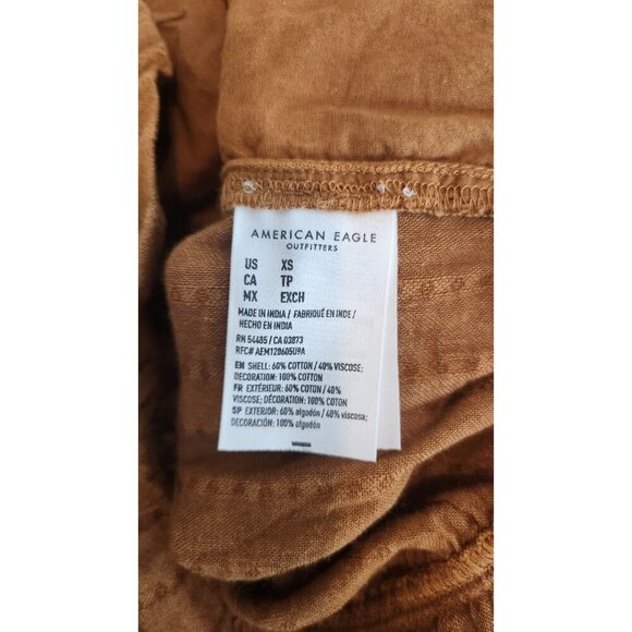 American Eagle Lace Tie Crop Top Long Sleeve Brown Size XS - Picture 7 of 7